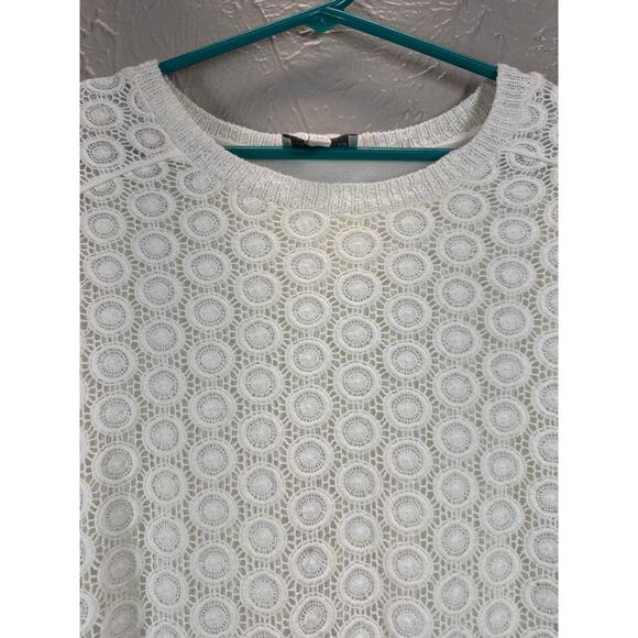 Lucky Brand Mixed Media Linen Chiffon Cream Layered Sweater Size Small - Picture 3 of 5